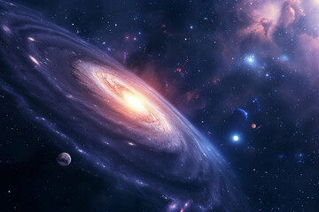 Artists Rendering of a Spiral Galaxy, Astounding Cosmic Formation With Whirling Arms and Mesmerizing Brilliance