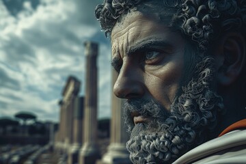 Marcus Aurelius Antoninus, roman emperor, philosopher, epitome of late stoicism, disciple of epictetus - a pivotal figure in ancient roman history and philosophy. - obrazy, fototapety, plakaty