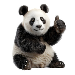 Naklejka premium Panda Bear Giving Thumbs-Up Isolated on Transparent Background