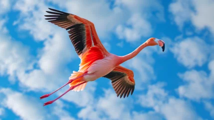 Selbstklebende Fototapeten Flamingo in the sky. Travel concept.  © Vika art