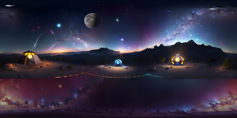 stars and galaxy background 360 panoramic - generative ai, üretken yapay zeka