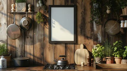 Mockup frame, Vintage Kitchen Essentials in Stylish Interior Setting