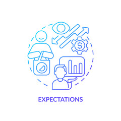 Expectations blue gradient concept icon. Expectations about prices, income, product availability. Round shape line illustration. Abstract idea. Graphic design. Easy to use in brochure marketing