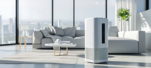 Fototapeta premium Air conditioner with remote control. Clean air at home