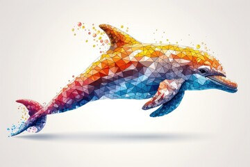 Fototapeta premium Vibrant Digital Flat Logo Illustration of a Leaping Dolphin