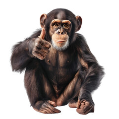 Naklejka premium Chimpanzee Giving Thumbs-Up Isolated on Transparent Background