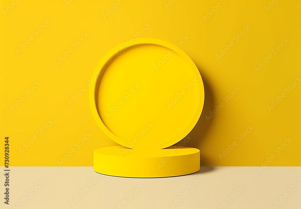 Aufkleber yellow podium with cloud on yellow background. product display stand. insert your product
