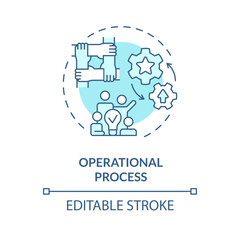 Operational process soft blue concept icon. Circle member fulfill certain duties. Effectively work. Round shape line illustration. Abstract idea. Graphic design. Easy to use in promotional material
