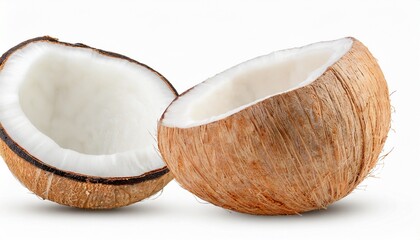 coconut on white background full depth of field clipping path