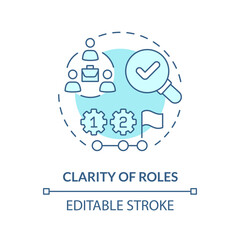 Transparency and clarity of roles soft blue concept icon. Clear requirements for employees. Round shape line illustration. Abstract idea. Graphic design. Easy to use in promotional material