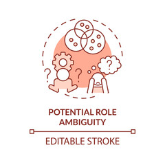 Potential role ambiguity red concept icon. Insufficient information to complete tasks. Round shape line illustration. Abstract idea. Graphic design. Easy to use in promotional material