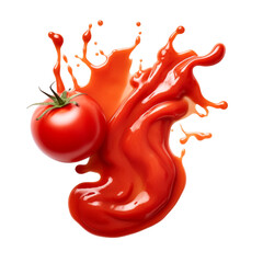 splash red sauces isolated on transparent background cutout