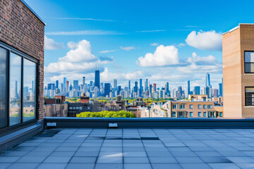 A Panoramic View of a City Skyline From a Rooftop