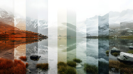 vertical segmented images of abstract landscapes