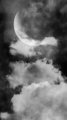 Fototapeta na wymiar Moon Night Sky Films Light Clouds Background