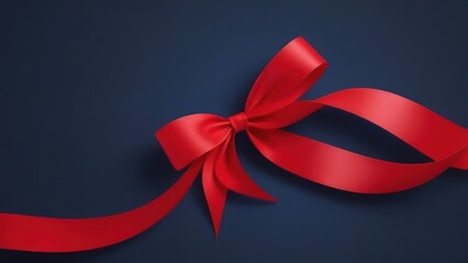 Red ribbon on a dark blue background.