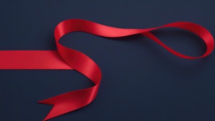 Red ribbon on a dark blue background.