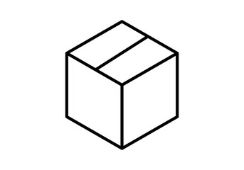 Icono negro de una caja cerrada en fondo blanco.