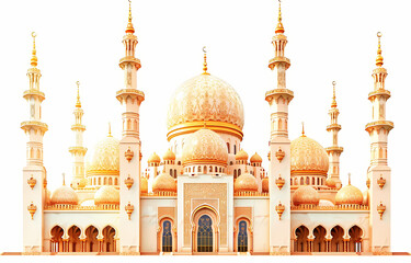 Obraz premium A gold islamic mosque building on a white background