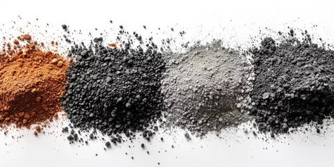 Tuinposter Image of rare earth metal ores powders on white background © Kien