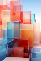 Colorful Stacked Cubes of Various Colors in a Pile Formation
