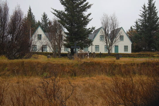 &THORN;ingvellir lodge in the Thingvellir National Park, the prime ministers summer residence in Wetsern Iceland