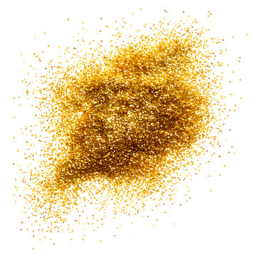 a gold dust explosion on a white background