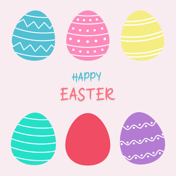Set of Easter eggs. Easter clipart. Vector illustration in flat style.