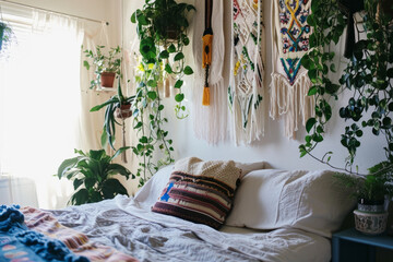 Bedroom With Abundant Plants on Bed