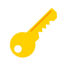 gold key icon vector on white background