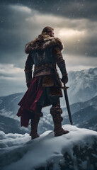 a viking warrior in winter