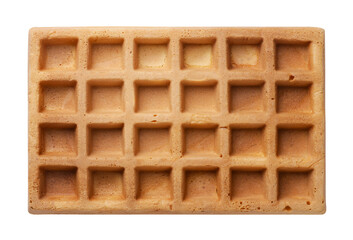 Waffle close-up cut out on a white. Top view
