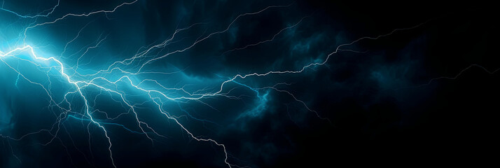 Lightning illustration, colorful wide format image on black background.  - obrazy, fototapety, plakaty