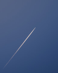 airplane in the blue sky - obrazy, fototapety, plakaty