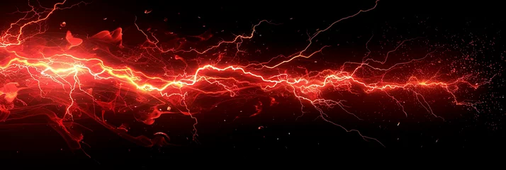 Foto op Plexiglas Lightning illustration, colorful wide format image on black background.  © Melvillian