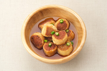 Gohyong or Ngo Hiang, made from minced chicken with flour, served with sour sauce
