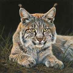 Fototapeta premium portrait of a lynx .Generative AI 