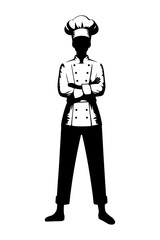 Woman Chef portrait silhouette clip art. Flat vector illustration