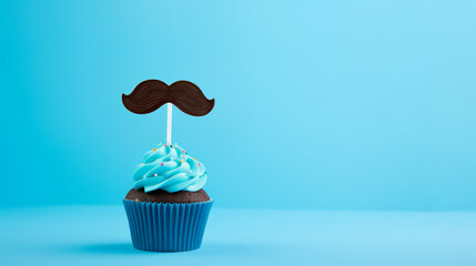 Happy Father's Day, A Blue cupcake with moustache.