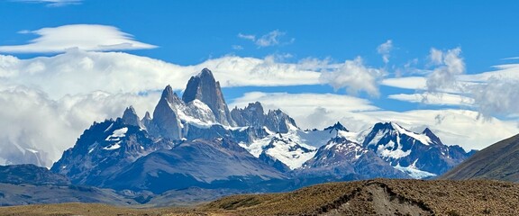 patagonia landscape: fitz roy mountain range panorama