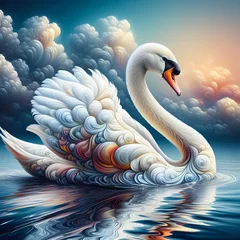 Foto op Plexiglas swan gliding across a serene lake © Sankar