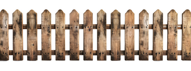 Rustic Wooden Fence Isolated on Transparent Background
