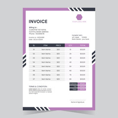 Modern Abstract Stylish Invoice Design Template