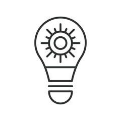 Bulb sunlight icon in line design. Bulb, Sunlight, Light, Energy, Solar, Illumination, Bright, Lamp isolated on white background vector. Bulb sunlight editable stroke icon.