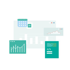 Naklejka premium Modern infographic template with stock diagrams and statistics bars, Data analysis flat vector illustration,