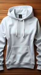 Top view of a white hoodie mockup on a solid background
