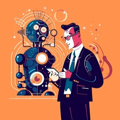 Man with Robot