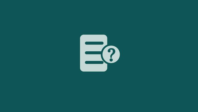 Animated line Document icon with Question mark isolated