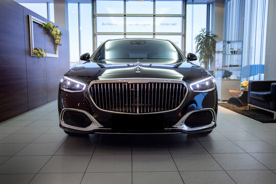 car on a street front  Mercedes Maybach S-Class black