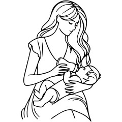 Bottle Feeding Sketch Drawing.